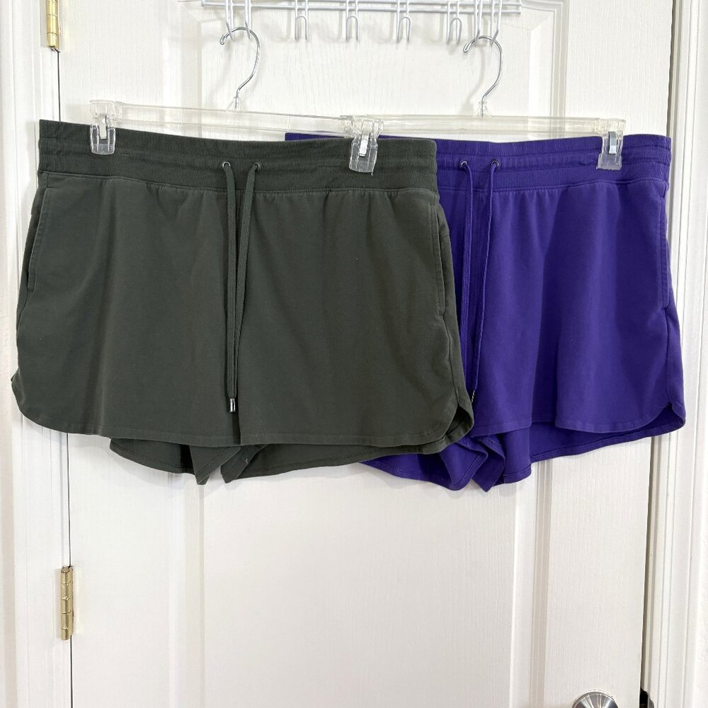 Tek Gear Essential Drawstring Shorts 2 PC Bundle Jersey Purple & Olive Size XXL